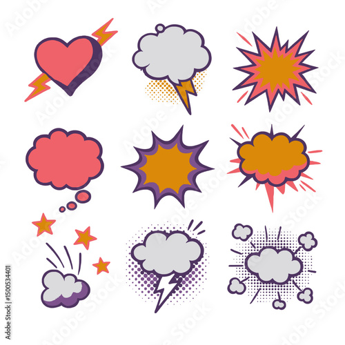comic speech bubbles set