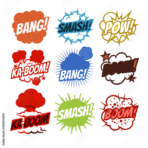 Cartoon Onomatopoeia Sticker Set