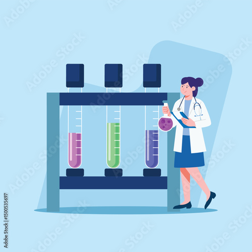 Doctor with Test Tubes in Lab