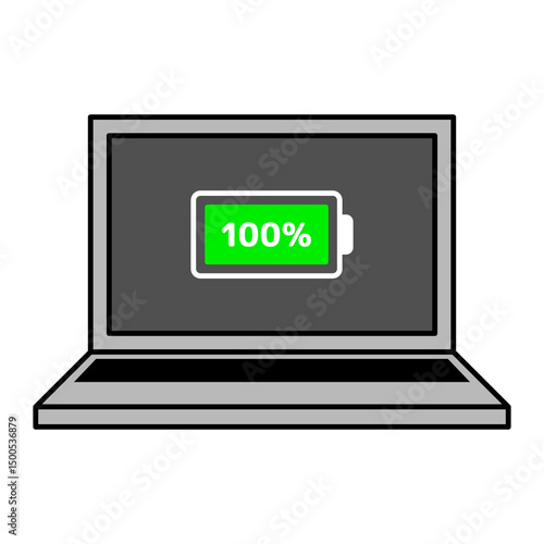 バッテリーが満タンのノートパソコン