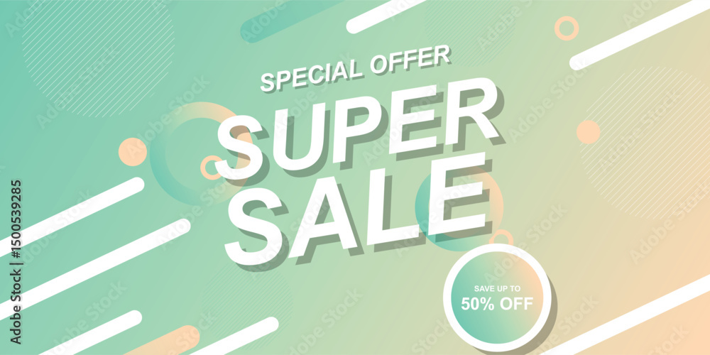 Fototapeta premium Colorful flat sale banner background.