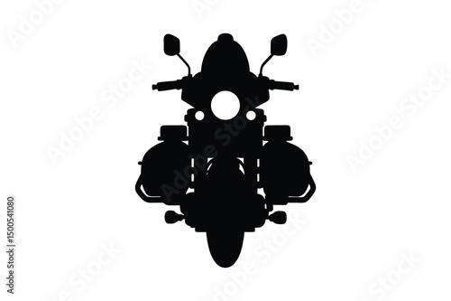 Police bike silhouette  vector ,  police motorcycle front view silhouette 