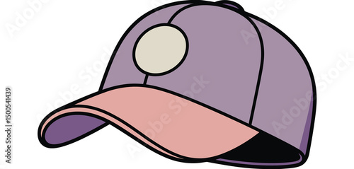 Purple and Pink Baseball Cap with Circular Patch Design