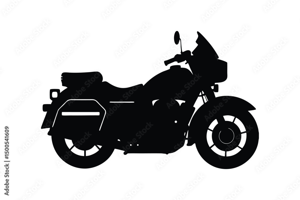 Fototapeta premium Police bike silhouette vector , police motorcycle front view silhouette 