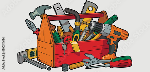 Full Tool Box of Essential Hand Tools and Power Tools