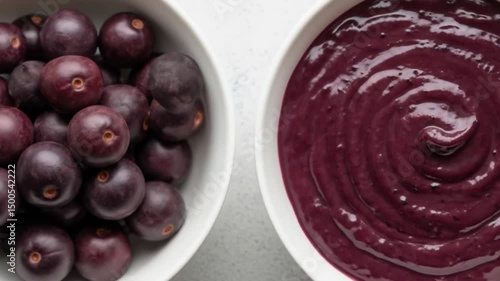 Acai berry bowl recipe healthy breakfast smoothie fruit antioxidant superfood delicious vibrant tasty bowl video 4k