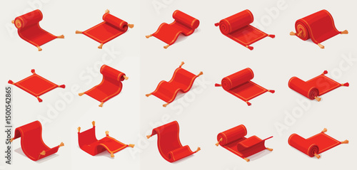 Isometric Red Carpet Illustrations Collection for Design