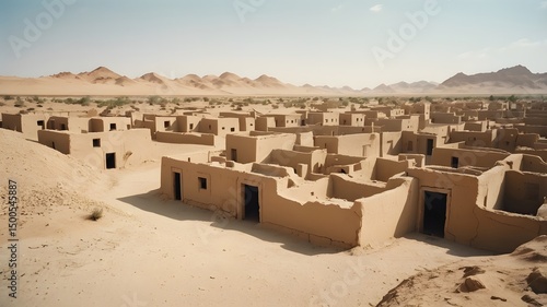 Potrait of the ghost town in the desert AI Generated Image