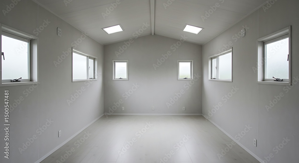 Fototapeta premium Empty room small house with windows small and louver to block the light during the day