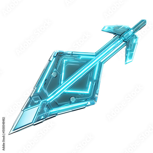 Futuristic Arrow with a Sleek Digital Structure Isolated on Transparent Background