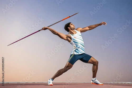 A south Asian boy throwing javelin 