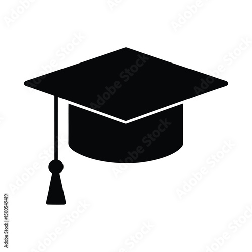 Graduation Cap Silhouette Icon Vector Illustration for Education Designs