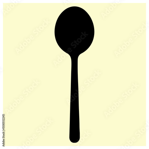 A black silhouette of a Spoon vector