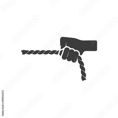 Hand Gripping Rope Black and White Illustration