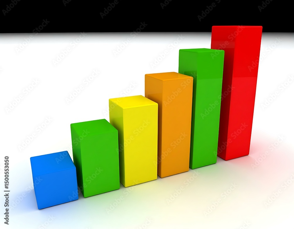Colorful Ascending Bar Graph Showing Growth, Progress, and Success Colorful Ascending Bar Graph Showing Growth, Progress, and Success