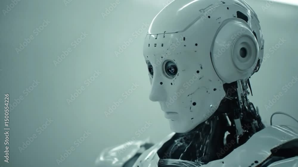 Advanced robot gazes intently Advanced robot gazes intently