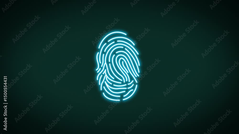 Fingerprint being scanned, blue glow finger prints verifying biometric digital identity of the user