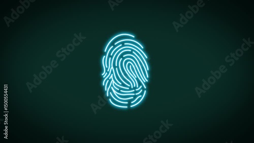 Fingerprint being scanned, blue glow finger prints verifying biometric digital identity of the user