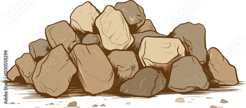 Pile of stones cartoon illustration