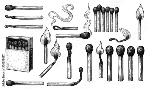 Hand Drawn Matchstick Vector Set