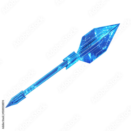 Futuristic Arrow with Digital Patterned Design Isolated on Transparent Background