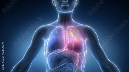 Wallpaper Mural Detailed Anatomical Illustration of a Woman's Lungs and Heart System in Clean Format Torontodigital.ca