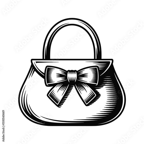 Vintage Handbag Illustration with a Bow