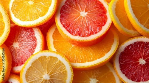 Fresh Sliced Citrus Fruits Beautifully Arranged on a White Background for Culinary Inspiration