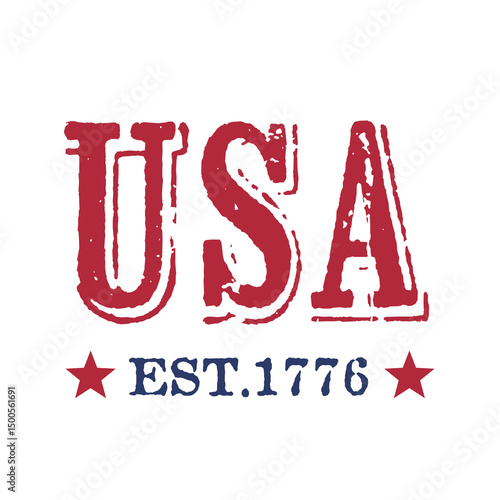 USA est.1776 Vector illustration. Vector Independence Day Typography For T Shirts, Posters, Banners, Cards, Party Decor, Balloons