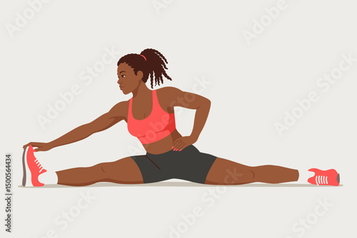 Stretching exercise by woman in fitness setting