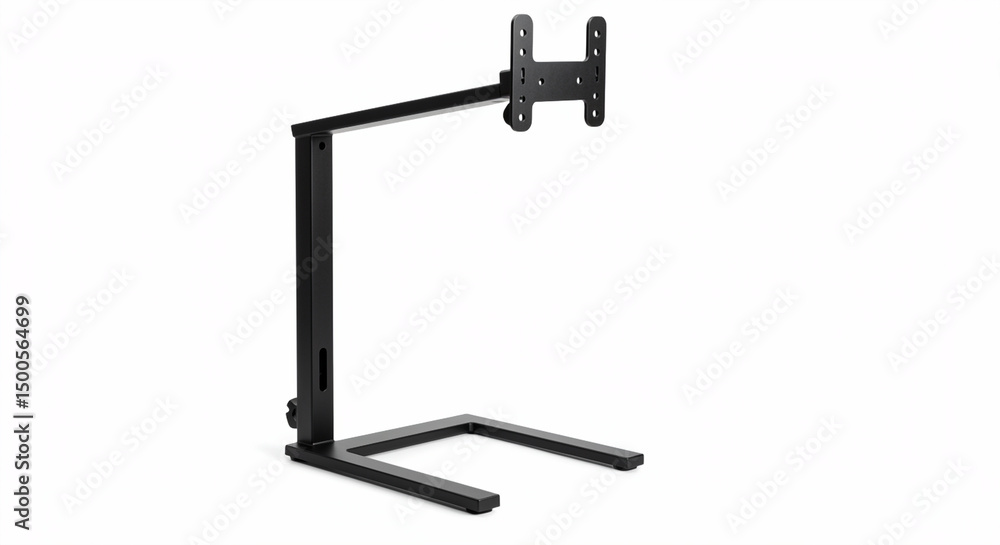 Sleek and Modern Black Metal Monitor Stand for Enhanced Desk Ergonomics and Workspace Organization. High quality professional stock photo suitable for commercial use. Sleek and Modern Black Metal Monitor Stand for Enhanced Desk Ergonomics and Workspace Organization. High quality professional stock photo suitable for commercial use.