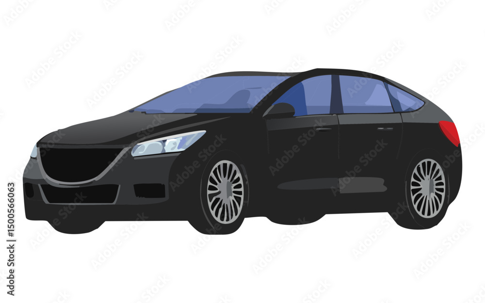 Fototapeta premium sleek black sedan modern profile