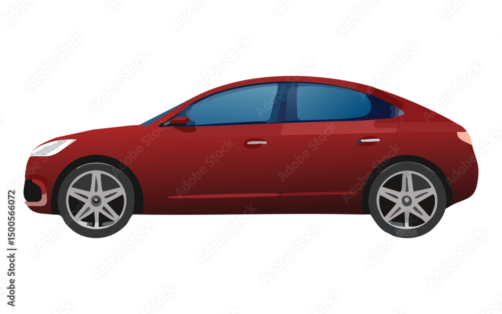 sleek dark red sedan side profile sleek dark red sedan side profile