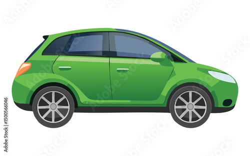 Green Hatchback - Side View