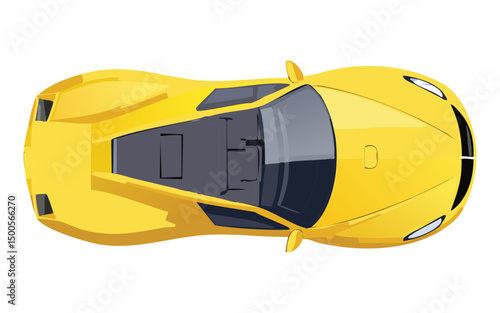 vibrant yellow sports car partial view