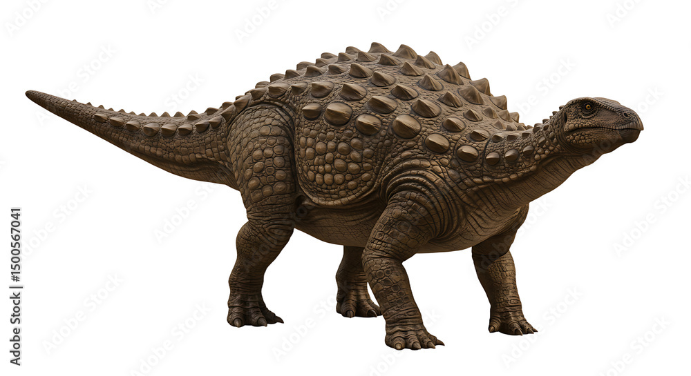Naklejka premium Detailed armored dinosaur with prominent osteoderms and a long tapering tail