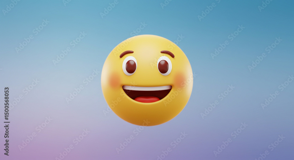 Naklejka premium Delightful 3D Render of a Smiling Emoji with Rosy Cheeks, Perfect for Social Media, Websites, and App Design. High quality professional stock photo suitable for commercial use.