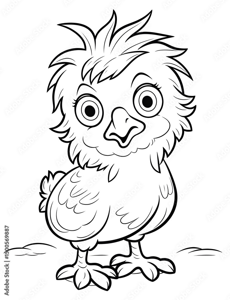 Fototapeta premium Chicken coloring page for kids.