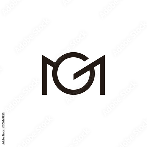 letter mg simple circle geometric lines logo vector