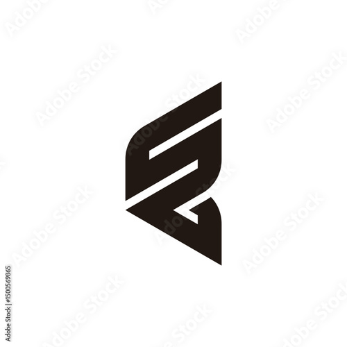 letter sc stripes vertical shape simple geometric logo vector