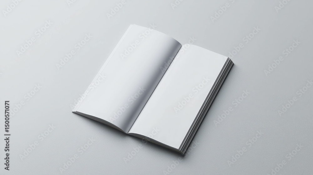 Open blank pages of a notebook or sketchbook on a clean gray background, ideal for creative projects and educational material layouts Open blank pages of a notebook or sketchbook on a clean gray background, ideal for creative projects and educational material layouts