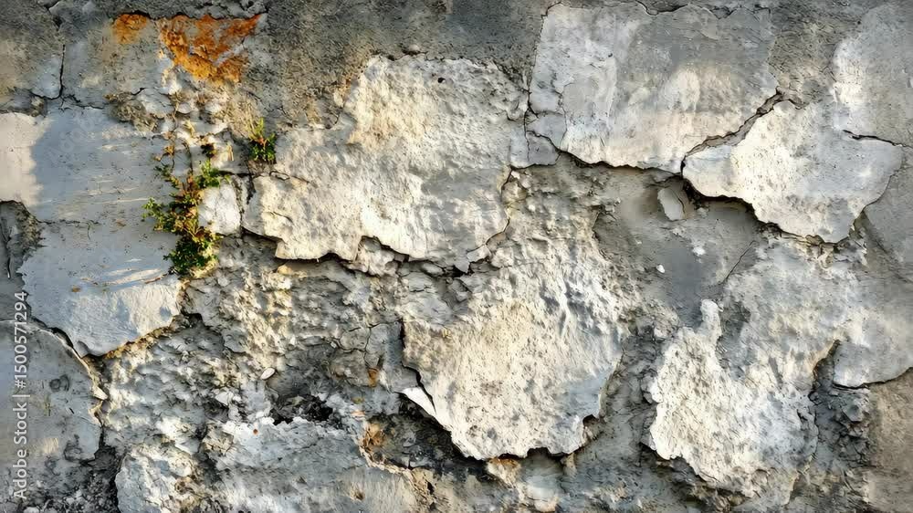 Weathered concrete wall texture with plant growth Weathered concrete wall texture with plant growth