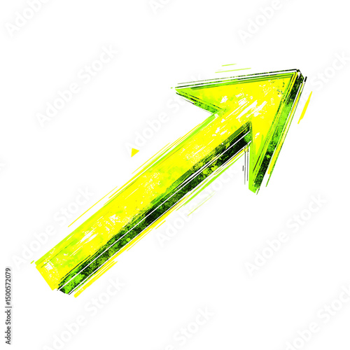 Vibrant Arrow with Digital Typography Accents in El Isolated on Transparent Background