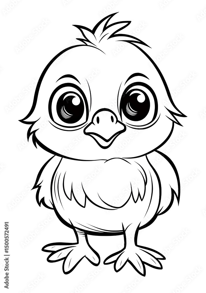Obraz premium Chicken coloring page for kids.