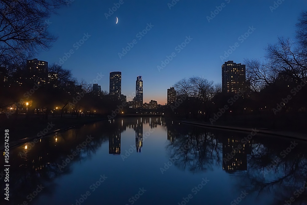 Fototapeta premium City park at twilight