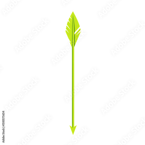 Minimalistic Arrow with Clean Contours in Lime Green Isolated on Transparent Background