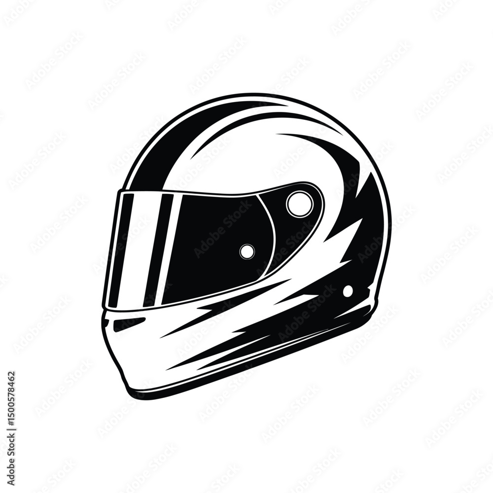 Naklejka premium Black and White Racing Helmet Graphic Design