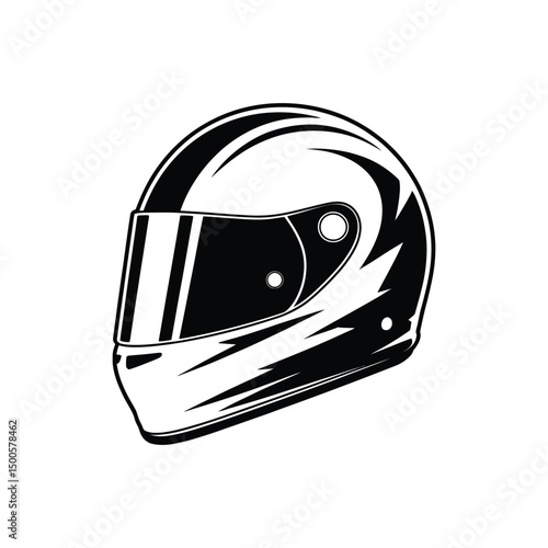Black and White Racing Helmet Graphic Design