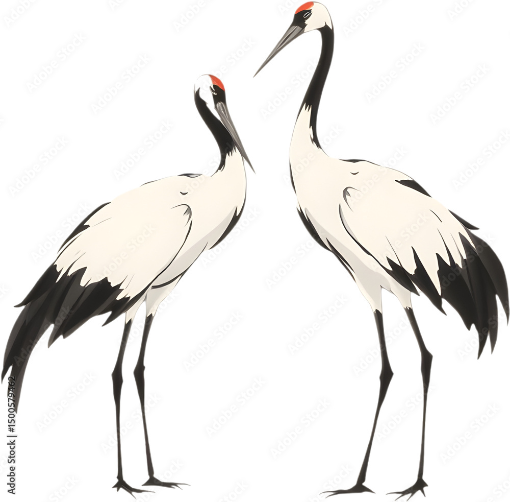 Elegant crane in minimalist sumi-e style, ink-washed with subtle details and tranquility. Elegant crane in minimalist sumi-e style, ink-washed with subtle details and tranquility.