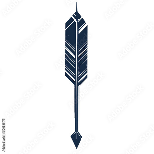 Contemporary Arrow with Precise Geometric Lines Isolated on Transparent Background
